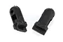 Two black plastic Rovan front radio box mounting posts for RC vehicles, shown against a white background.