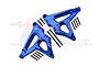 A pair of blue anodized aluminium rear shock mounts for an RC car, including mounting screws, set against a white background with a faint watermark.