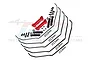 GPM Racing aluminium sway bar set in red, including five different thickness sway bars, mounting brackets, and hardware on a white background.