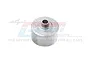 A silver GPM aluminium differential case for RC cars, featuring a cylindrical shape with a central bearing mount and engraved markings.