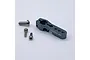 A grey anodized aluminium Reefs RC 25T servo horn with three included mounting screws on a plain white background.