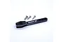 A black Reefs RC aluminium long servo horn with three small metal screws on a white background.