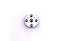 A silver Reefs RC aluminium round servo horn with five small screws, viewed from above against a white background.