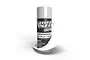 A can of Spaz Stix Gloss White Backer spray paint with a white paint splash effect around the base against a white background.