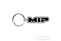 A matte silver metal keychain featuring the black MIP logo, shown against a plain white background.