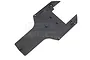 A black plastic Rovan rear skid plate for an RC vehicle, shown from a top-down perspective against a white background.