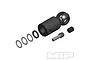 MIP X-Duty driveshaft hub component with included washers, set screw, and pin, shown in a 3D technical rendering.