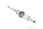 Exploded view diagram of an MIP ball differential rebuild kit showing the screw, washers, gear, and ball bearings aligned for assembly.
