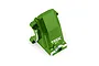 A green anodized aluminium differential housing for Traxxas RC vehicles, featuring the TRX logo engraved on the side.