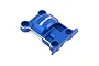 A blue anodized aluminium differential housing for Traxxas RC vehicles, featuring the Traxxas logo printed on the top surface.