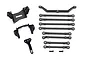 Traxxas 1/18 Long Arm Lift Kit components including suspension links, shock towers, and mounting hardware on a white background.