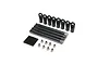 Losi lower 4-link bar set including four metal bars, eight black plastic rod ends, eight metal pivot balls, and eight threaded grub screws.