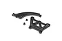 Losi RC chassis brace and top plate set including two small plastic bushings, shown on a white background.