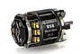 Team Powers Actinium V5S 21.5T brushless motor in black, featuring a finned aluminum casing and gold-plated solder tabs.