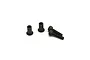 Kyosho long king pin set including two black metal bushings and two black socket head screws on a white background.