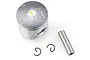 A Rovan 34mm piston for 26cc/27.5cc engines, including a gudgeon pin and two circlips, shown on a white background.