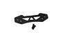 A carbon fibre bumper plate for an RC car with two included black screws on a white background.