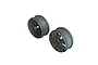 Two gunmetal grey ARRMA buggy rims shown from different angles against a white background.