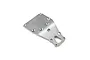 A silver-coloured Losi aluminium front chassis plate for RC vehicles, shown from a top-down perspective against a white background.