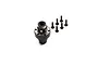 Axial AR90 differential locker component with a set of six small black metal screws on a white background.