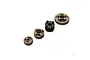 Axial lower shaft gear set including three metal gears and one black plastic slider component on a white background.