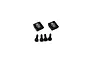 Two black Reefs RC aluminium sub micro tabs and four matching black screws on a white background.