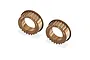 Two bronze-coloured aluminium eccentric diff or spool inserts for RC cars, shown from an isometric angle against a white background.