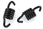 Two black metal clutch springs for RC engines, positioned side-by-side against a white background.