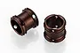 Two dark bronze-coloured cylindrical RC driveshaft couplings with small holes, isolated on a white background.