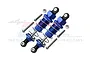 Two blue GPM Racing aluminium adjustable shock absorbers with mounting hardware on a white background.