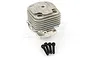 Rovan 34mm 27.5cc 4-bolt cylinder head for RC engines, shown with four black mounting bolts on a white background.
