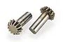 Two metal 13-tooth bevel gears for RC cars, shown from different angles on a white background.