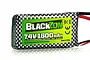 BlackZon 7.4V 1600mAh LiPo battery with a black and white checkered wrap and green label.
