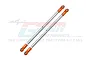 Two GPM Racing stainless steel adjustable tie rods with orange anodized aluminum ends, displayed against a white background with a faint GPM logo.