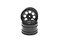 Two black 1.9-inch 8-hole RC crawler rims stacked on a white background.