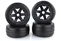 Rovan 4.7/5.5" Baja 5B Slick Tyres on Black Rims - Beadlocked Wheel Set 85117