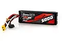 Gens Ace G-Tech 7.4V 5000mAh 60C LiPo battery with a black soft case and red accents, featuring an XT60 connector and a balance lead.