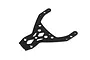 A black anodized aluminium front upper plate for an RC vehicle, featuring a Y-shaped design with multiple mounting holes and cutouts.
