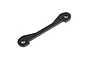A black Rovan aluminium rear lower suspension arm pin brace shown from an angled perspective against a white background.