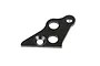 A black Rovan aluminium left chassis brace for RC vehicles, featuring a triangular shape with three mounting holes.