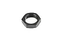 A black anodized aluminium serrated wheel nut for RC vehicles, shown from an angled perspective against a white background.