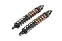 Two Rovan RC front shock absorbers with bronze-coloured bodies and black springs, isolated on a white background.