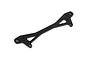 A black Rovan aluminium rear shock tower brace for RC vehicles, shown against a plain white background.