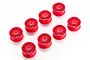 Eight fluorescent pink 15-spoke RC car rims arranged in a grid on a white background.