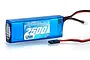 LRP 7.4V 2500mAh LiPo receiver battery in a blue soft case with two output leads and connectors.