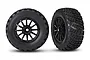 Traxxas 2.2/3.0" Rally Tyres on Black 12 Spoke Rims 2Pcs - Glued Wheels 7473T
