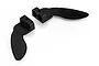 Two black plastic navigation fins for an RC boat, shown from a top-down perspective against a white background.