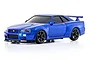Kyosho Mini-Z Nissan Skyline R34 GT-R V Spec II Nur RC Drift Car Electric AWD RTR - Metallic Blue 32629MB