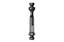 A studio render of an MIP X-Duty heavy-duty steel CVD driveshaft for RC vehicles, showing the splined sliding mechanism and universal joints.