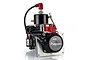 Zenoah G260PUM 26cc 4-bolt 2-stroke marine RC engine featuring a black cooling jacket, red ignition coil, and pull starter on a white background.